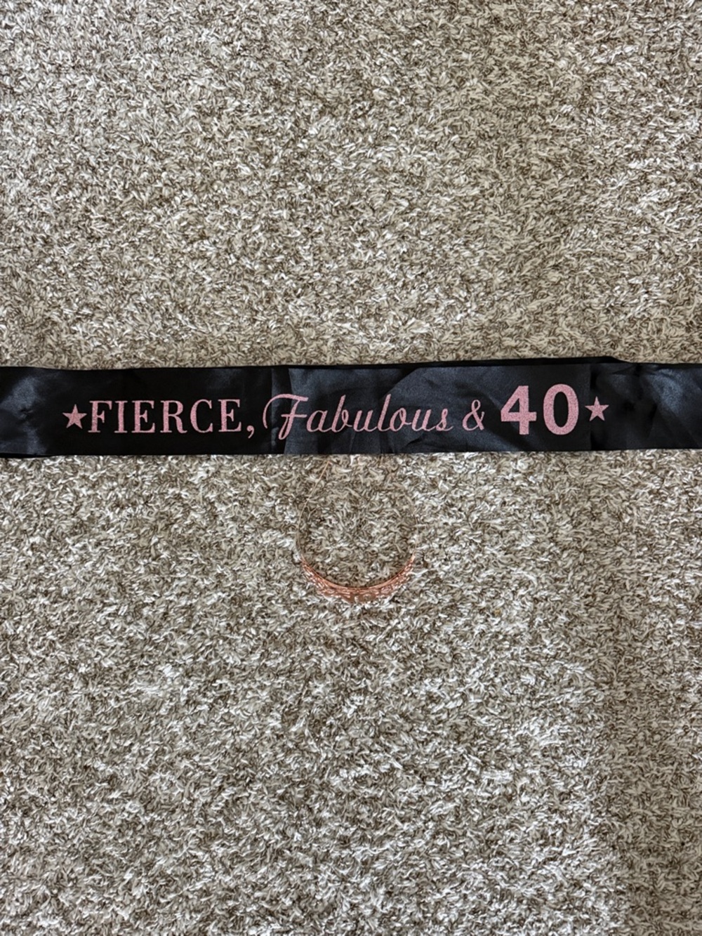 Fierce, Fabulous & 40 Black Satin Sash with Pink Lettering and tiara
